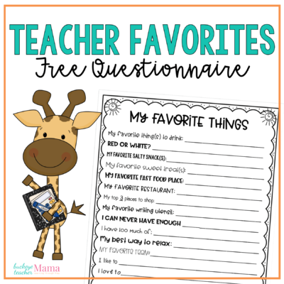 Teacher Questionnaire Freebie