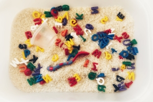 ABC Rice Sensory Bin